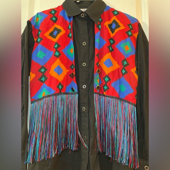 1980s western Saisa button down with attached vest - Picture 2 of 11